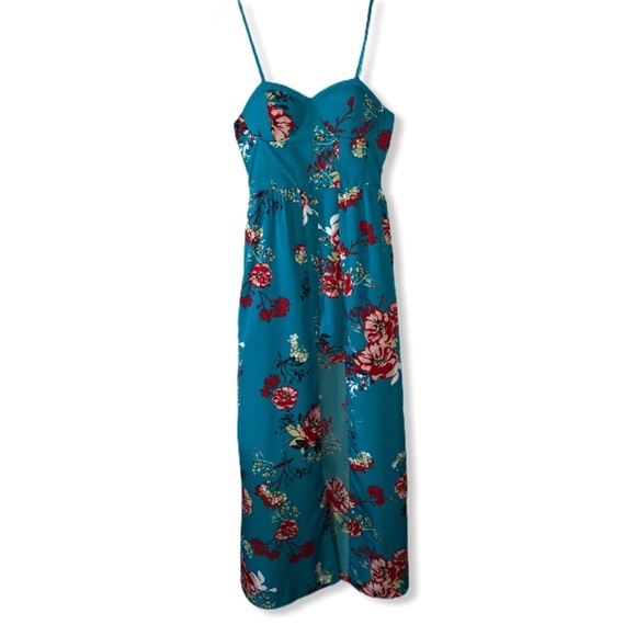 Band of Gypsies Blue Floral Maxi Romper - Picture 1 of 11